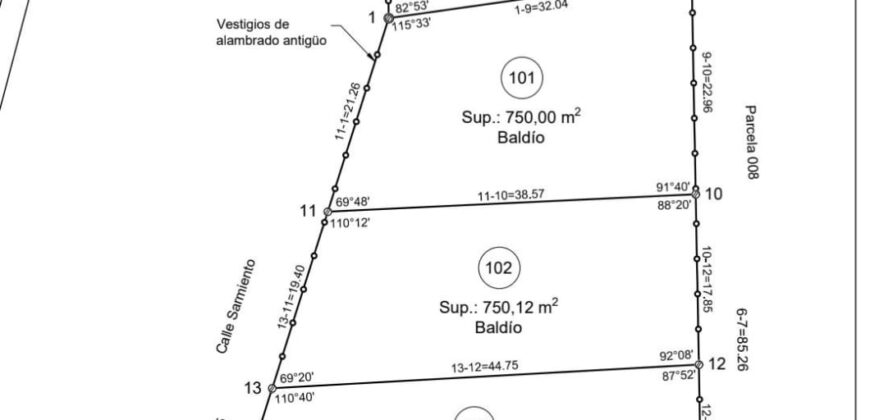 TRES LOTES DE 750m2 CADA UNO-ZONA CENTRO